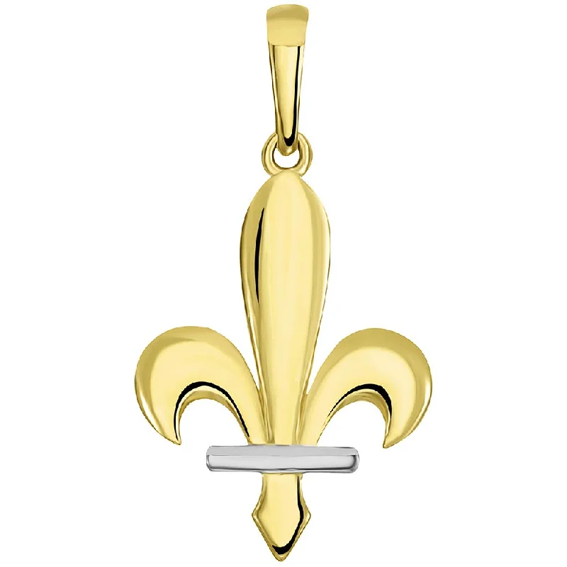 14k Yellow Gold Polished Two-Tone Fleur de Lis Bosnian Pendant