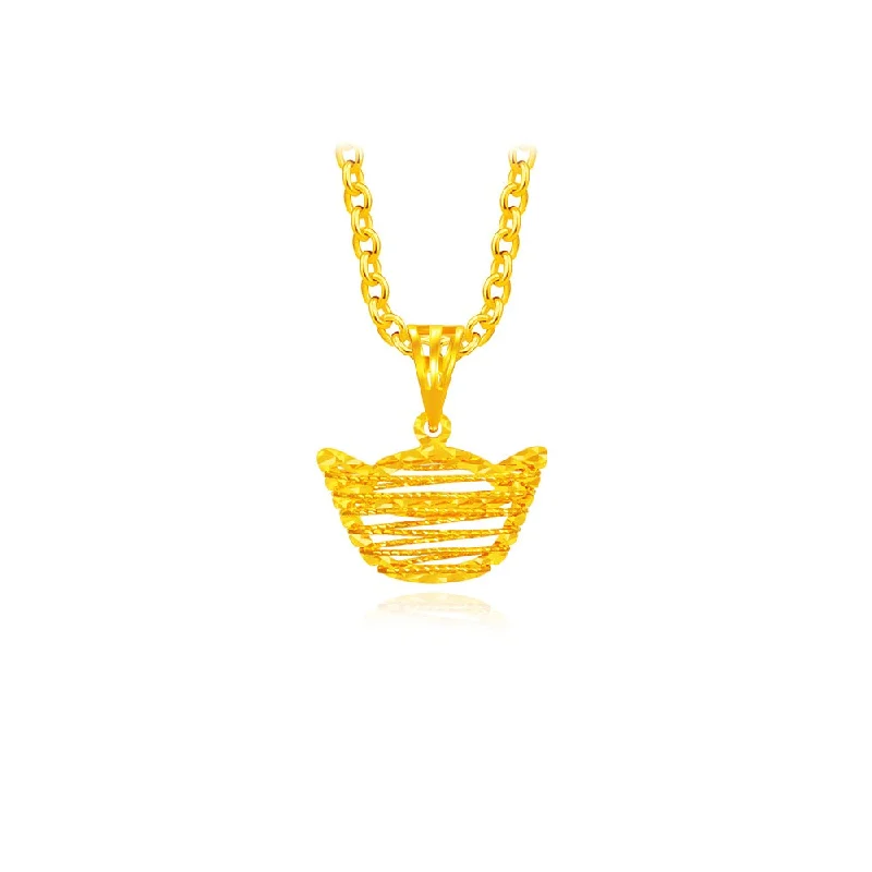 916 Gold Banded Gold Ingot Pendant