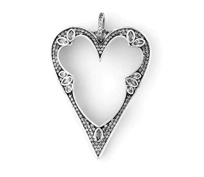 Art Deco Open CZ Heart Pendant