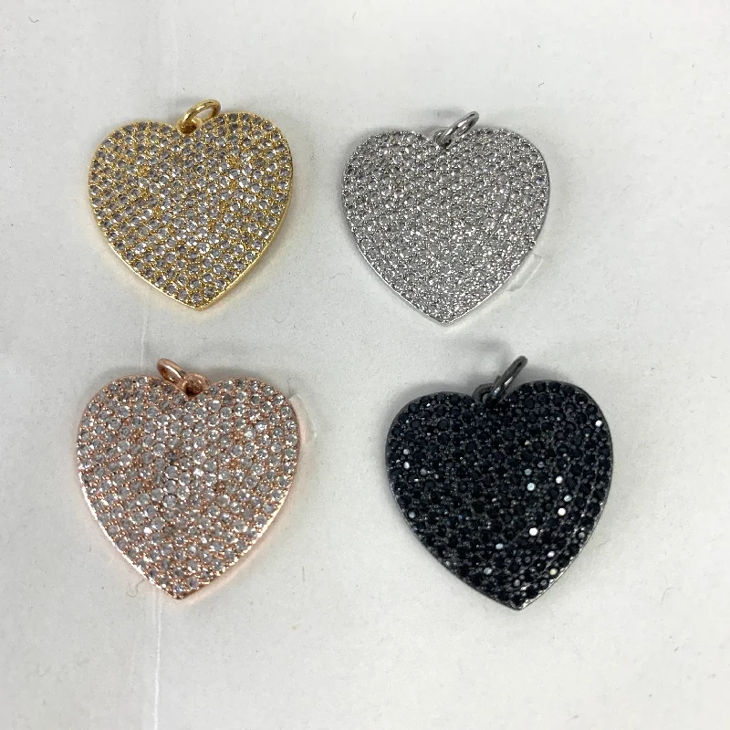 Medium Cz Pave Heart Charm