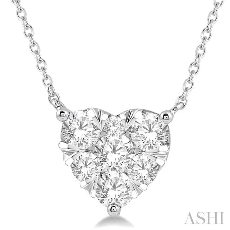 1 Ctw Lovebright Diamond Heart Necklace in 14K White Gold