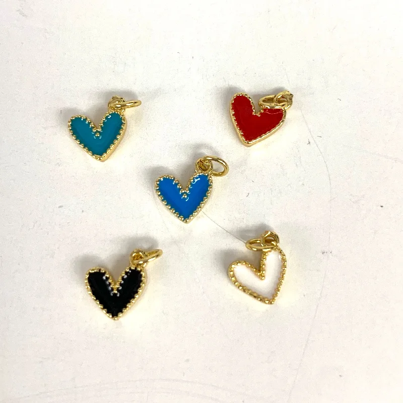 Mini Enamel Heart Charms