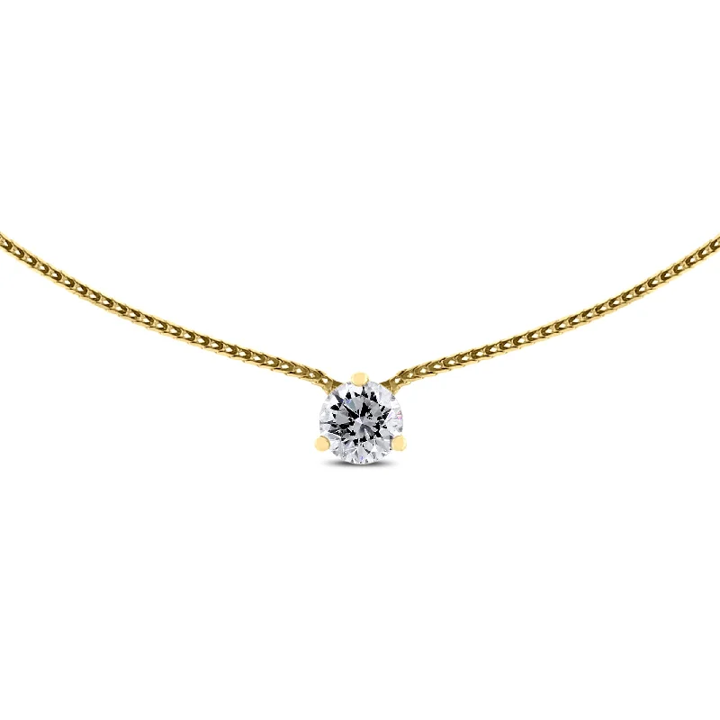 Round Solitaire Diamond Pendant (0.56 ct Diamond) in Yellow Gold