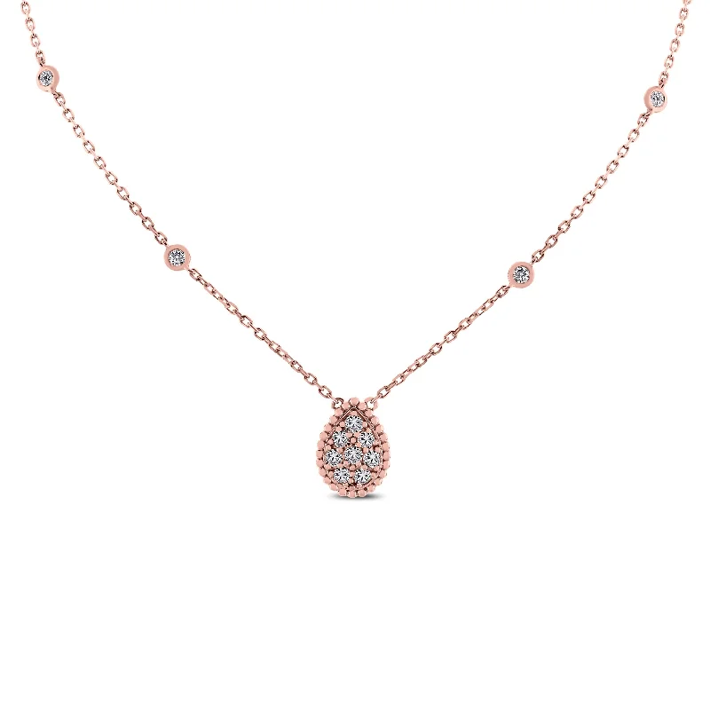 Pear Drop Mini Pendant Necklace (0.55 ct Diamonds) in Rose Gold