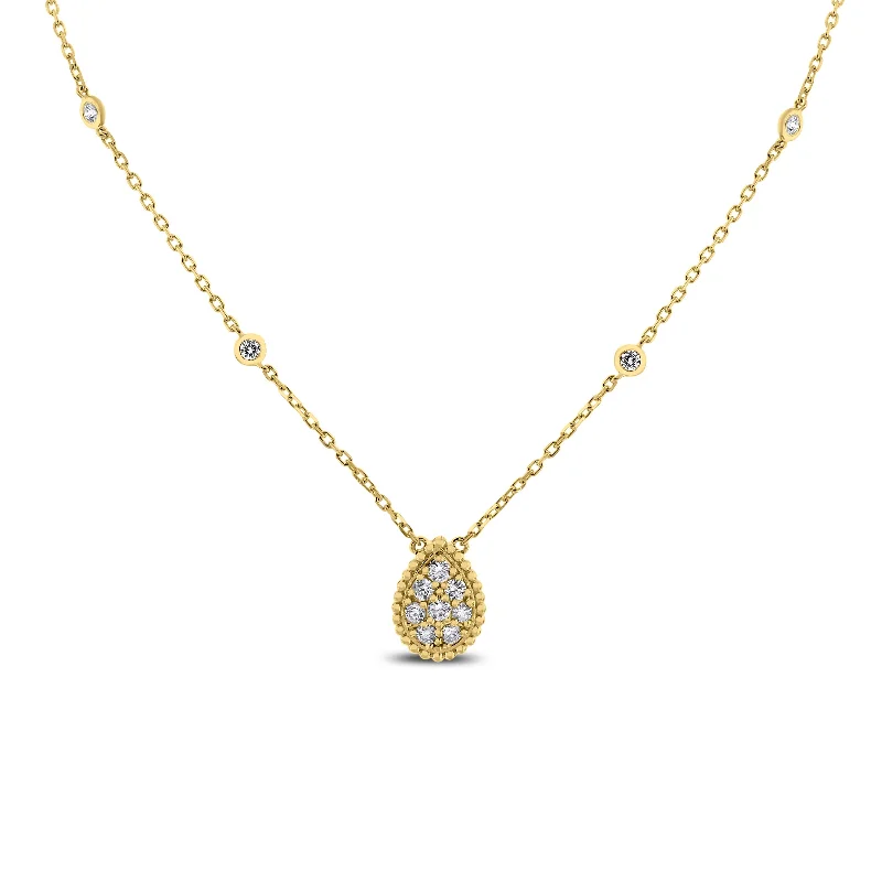 Pear Drop Mini Pendant Necklace (0.55 ct Diamonds) in Yellow Gold