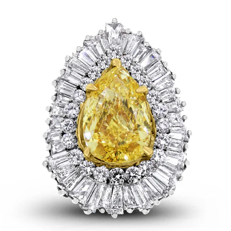 Vibrance Ring & Pendant (5.01 ct Pear Shape Fancy Intense Yellow SI1 GIA Diamond) in Platinum