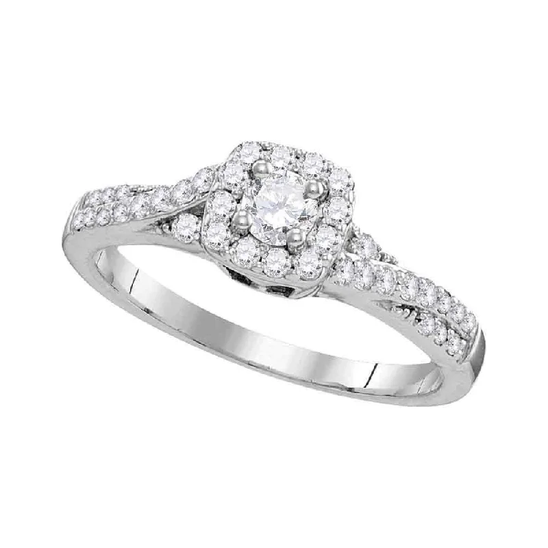 10kt White Gold Round Diamond Solitaire Bridal Wedding Engagement Ring 1/2 Cttw