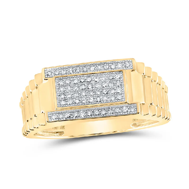 10kt Yellow Gold Mens Round Diamond Band Ring 1/4 Cttw