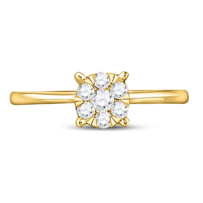 10kt Yellow Gold Womens Round Diamond Cluster Ring 1/4 Cttw