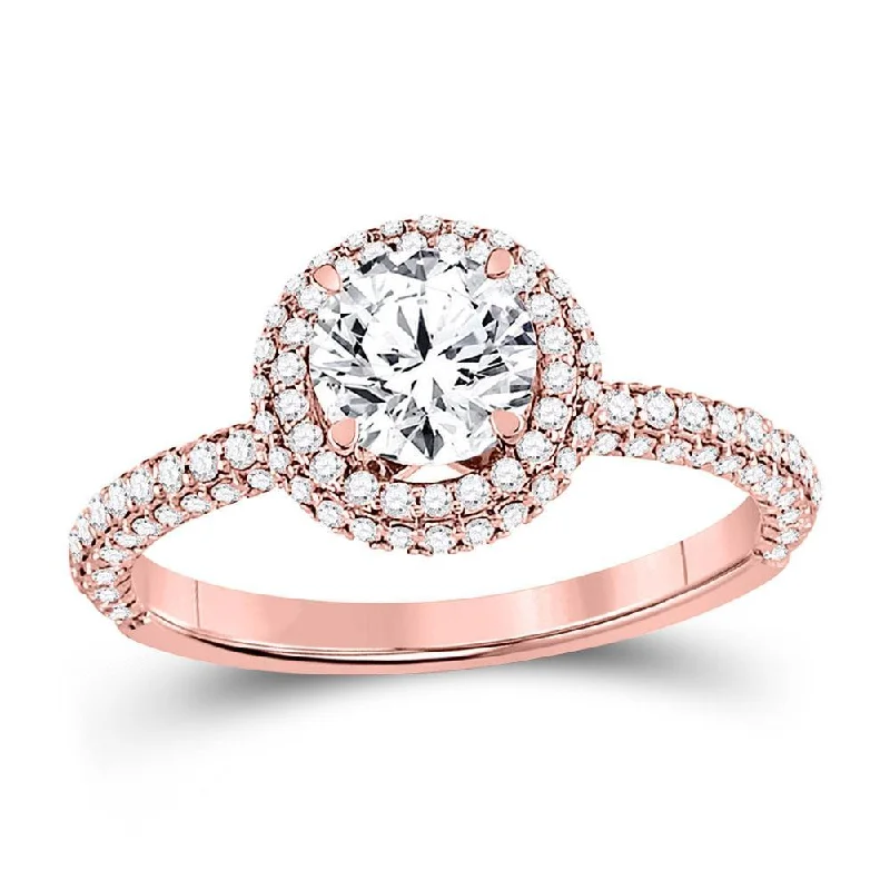 14kt Rose Gold Round Diamond Solitaire Bridal Wedding Engagement Ring 1-5/8 Cttw