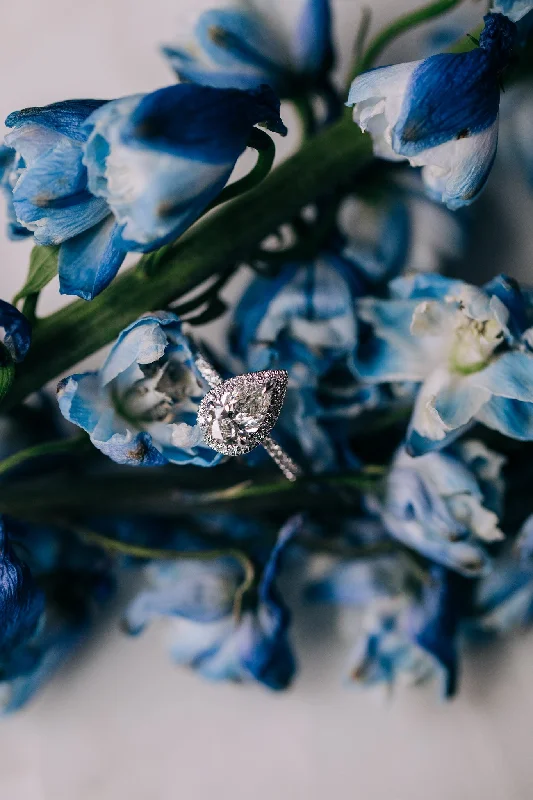 Pear Lab Grown Diamond Halo Engagement Ring