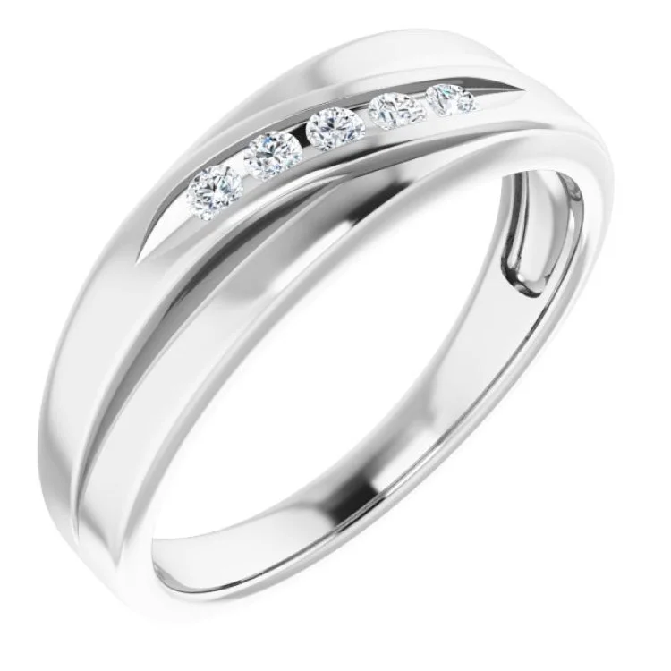 14K White 2 mm Round 1/6 CTW Natural Diamond Wedding Band