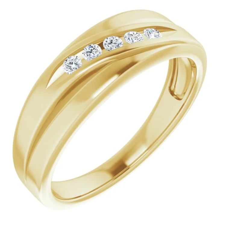 14K Yellow 2 mm Round 1/6 CTW Diamond Wedding Band