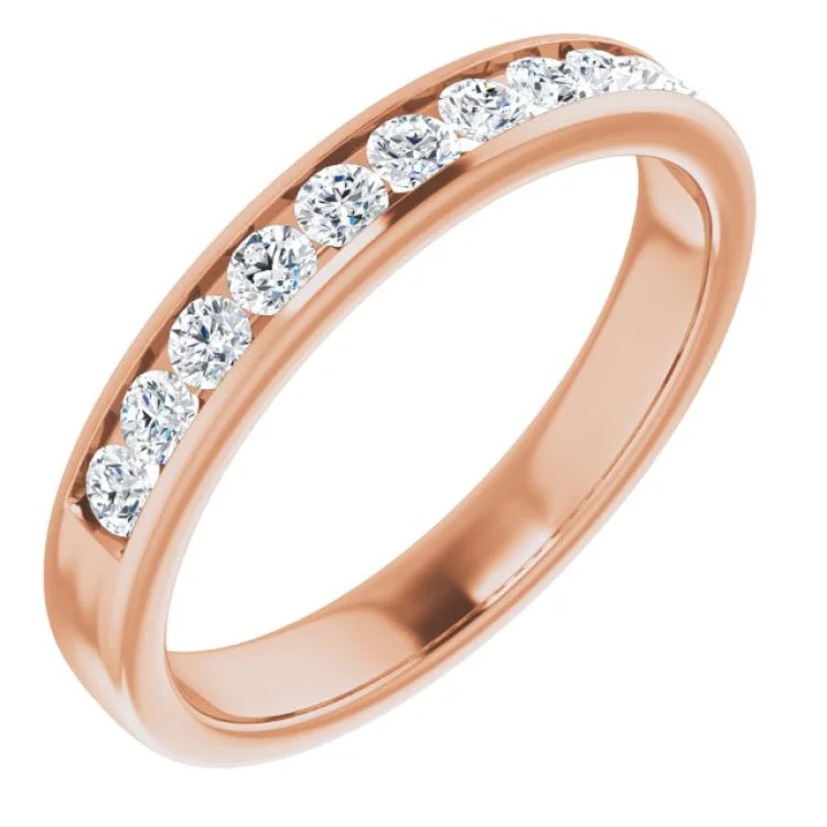 14K Rose 5/8 CTW Natural Diamond Band