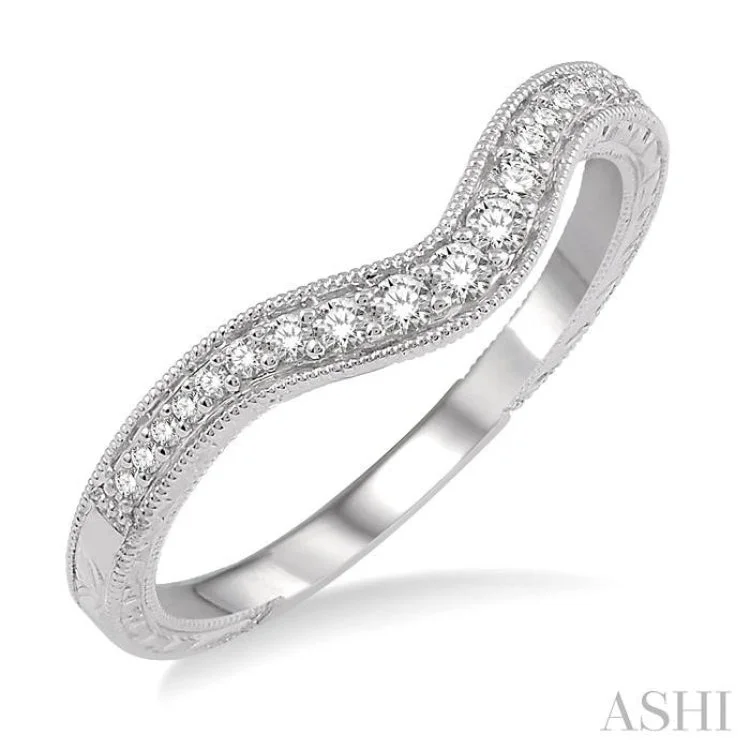 1/6 Ctw Round Cut Diamond Matching Wedding Band in 14K White Gold