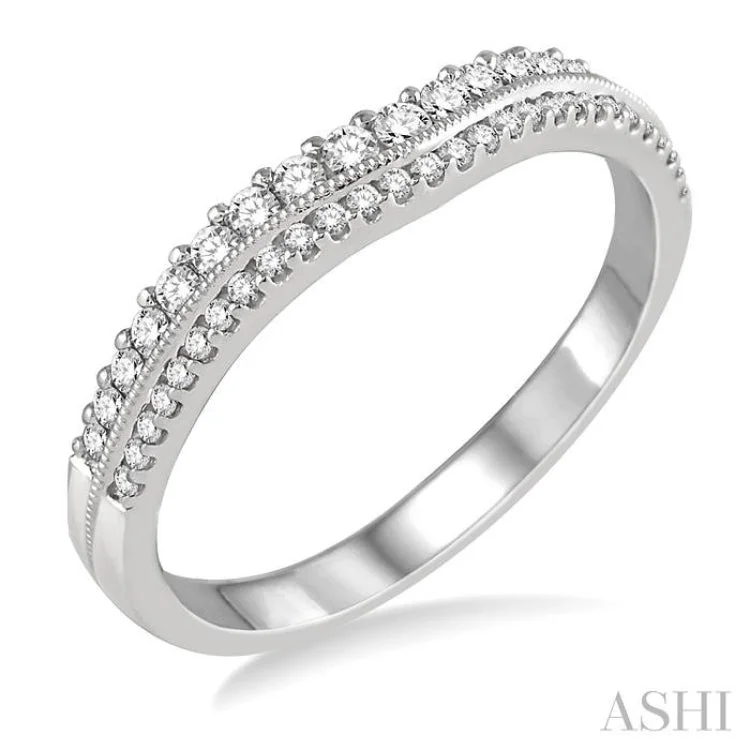 1/3 ctw Twin Row Round Cut Diamond Wedding Band in 14K White Gold