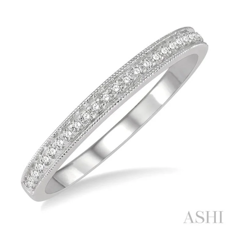 1/10 ctw Round Cut Diamond Wedding Band in 14K White Gold