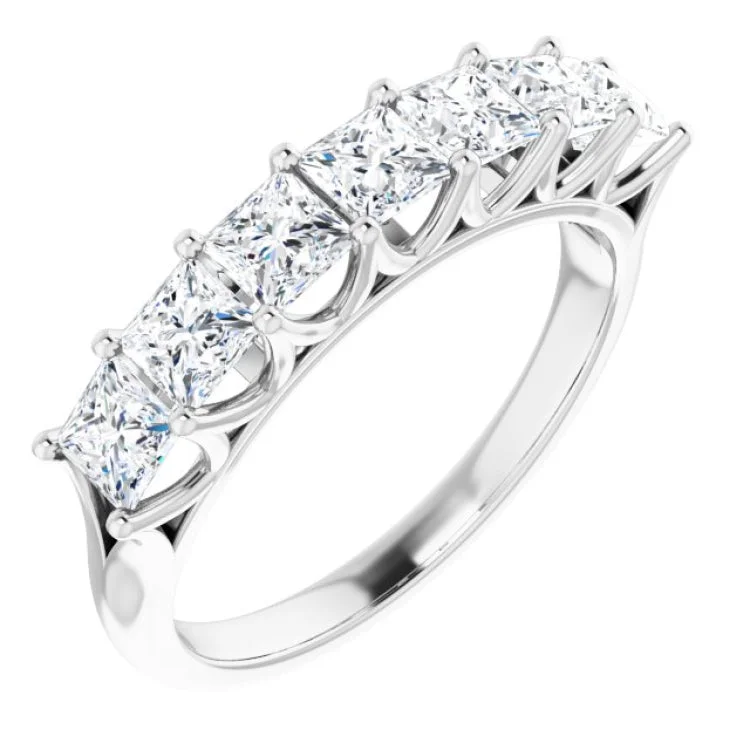 14K White 1 3/8 CTW Natural Diamond Anniversary Band