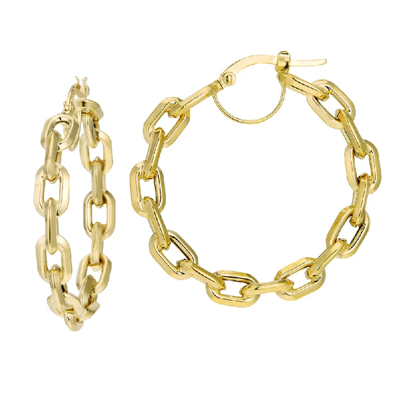 14Y Gold Chain Link Hoop Earrings