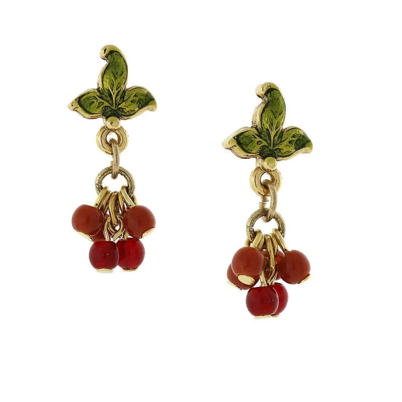 1928 Jewelry Winery Petite Burgundy Beaded Drop Earrings