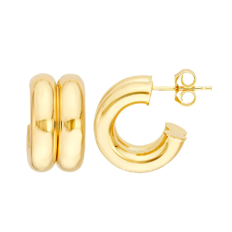 14k Gold Small Double Hoop Earrings