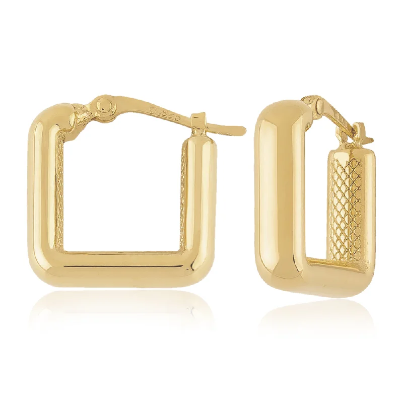 14k Gold Small Plain Square Hoop Earrings