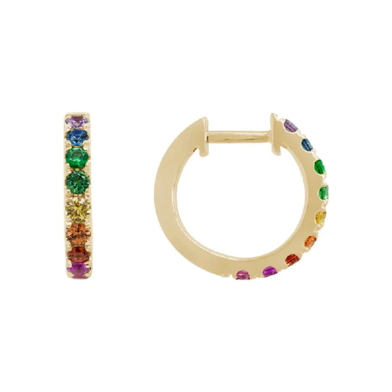 14k Multi-Color Sapphire Hoop Earrings