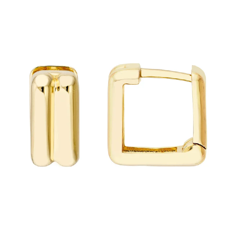 14k Square Double Row Hoop Earrings