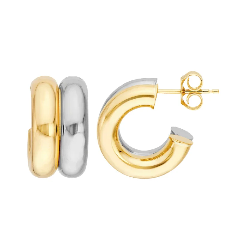 14k Two-Tone Double Open Hoops