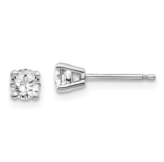 14K White Gold 0.50 CT Round Push-On Diamond Stud Earrings