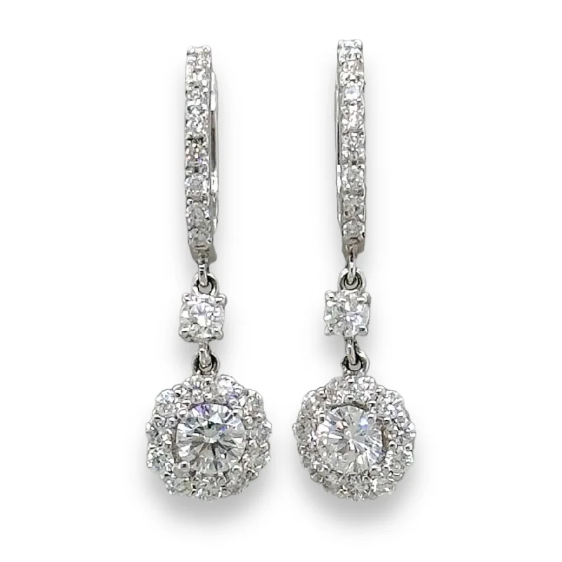 14K W Gold 1.60cttw F/SI1 Diamond Drop Earrings