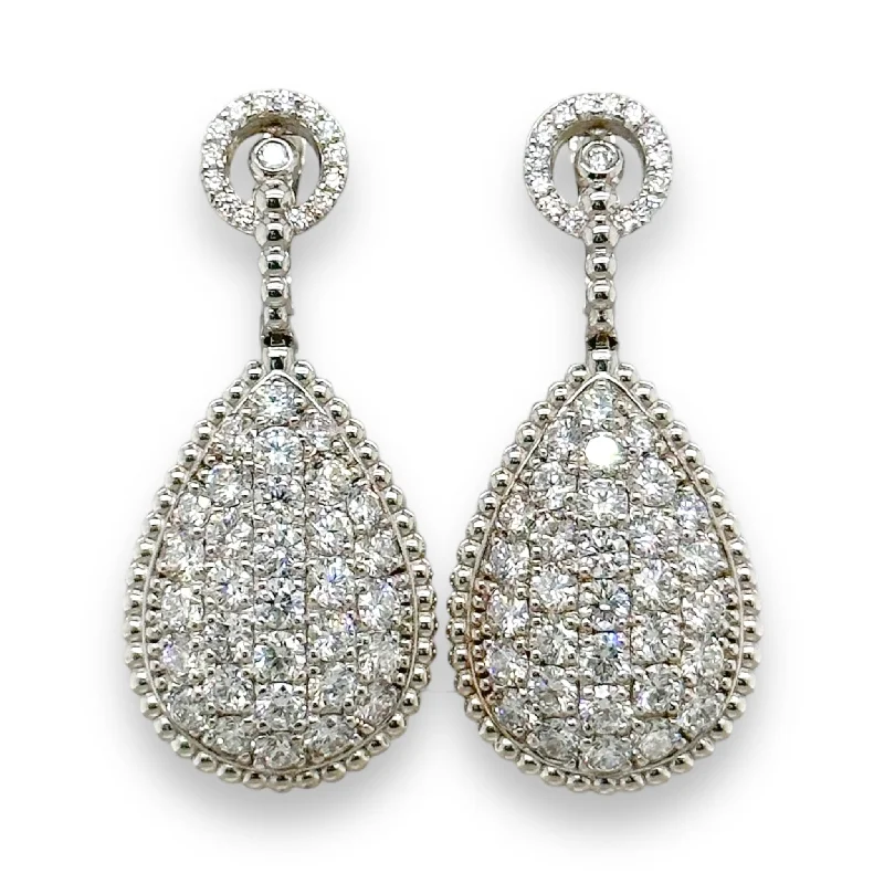 14K W Gold 4.50ctw Diamond Teardrop Earrings