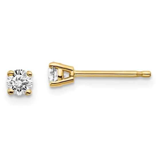 14K Yellow Gold 0.25 CT Round Push-On Diamond Stud Earrings