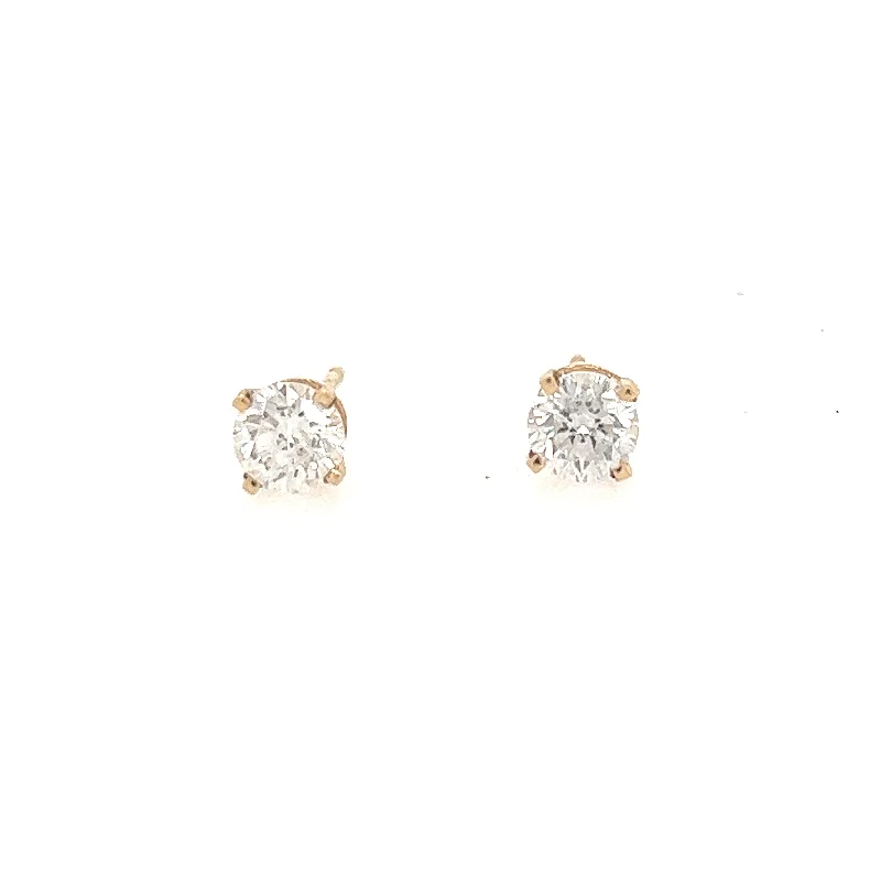 14K Yellow Gold Diamond Stud Earrings