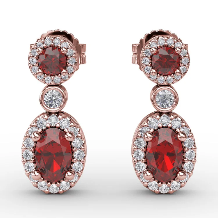 Set the Scene Ruby and Diamond Dangle Earrings