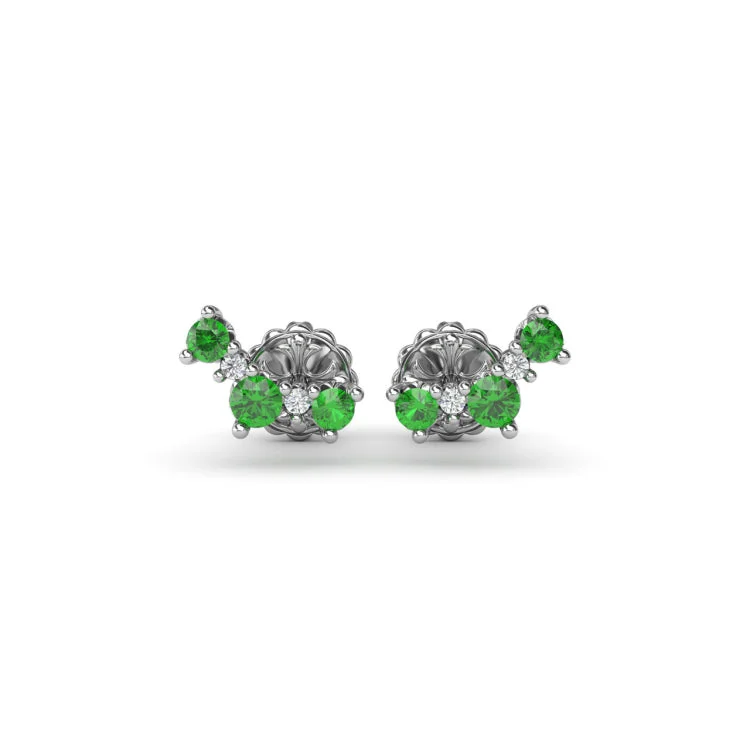 Five Stone Emerald and Diamond Climber Earrings