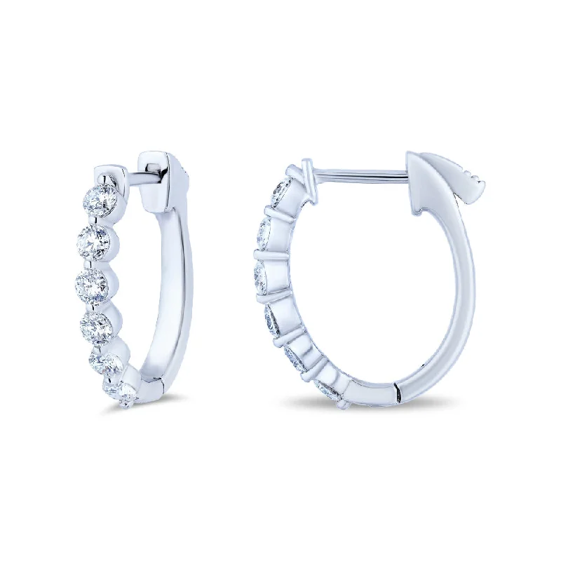 18k Diamond Huggie Hoops