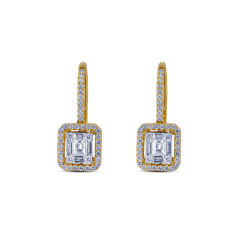 18k Yellow Gold Diamond Drop Earring