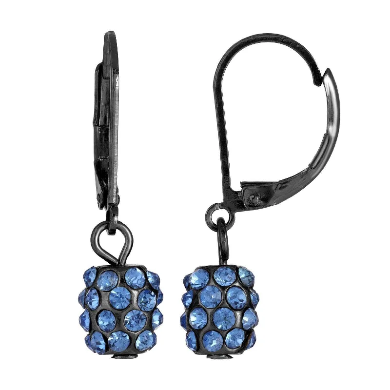 1928 Jewelry Jet Black Light Sapphire Crystal Fireball Drop Earrings