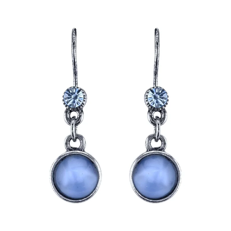 1928 Jewelry Light Sapphire Blue Crystal And Blue Moonstone Drop Earrings