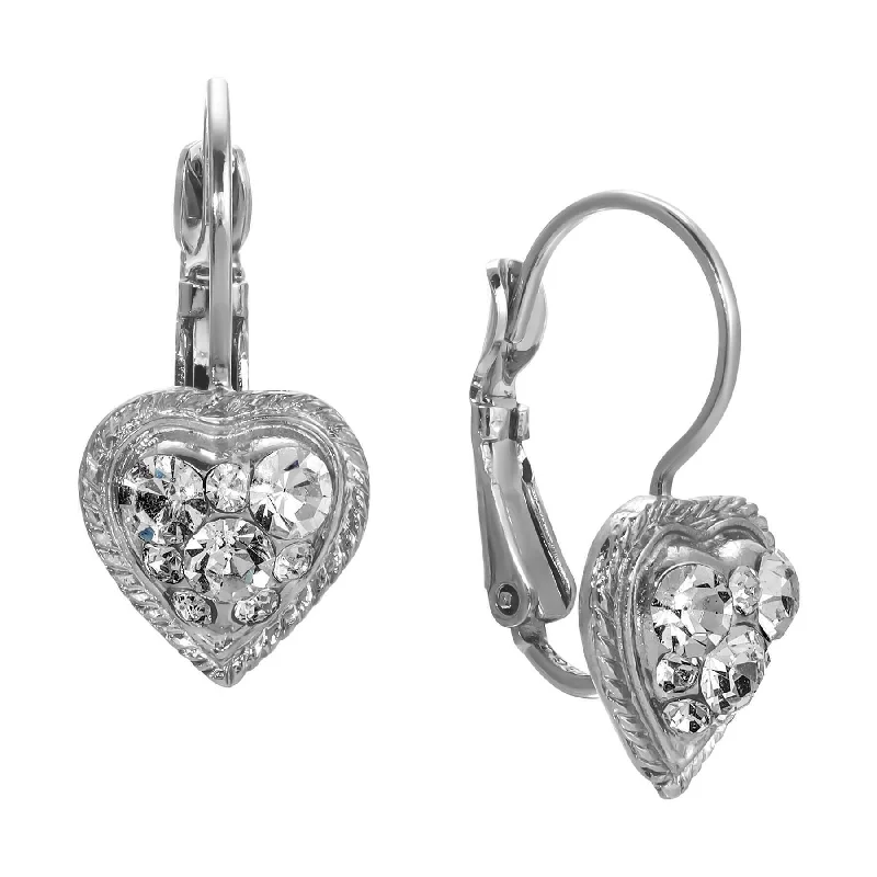 1928 Jewelry Crystal Heart Drop Earrings