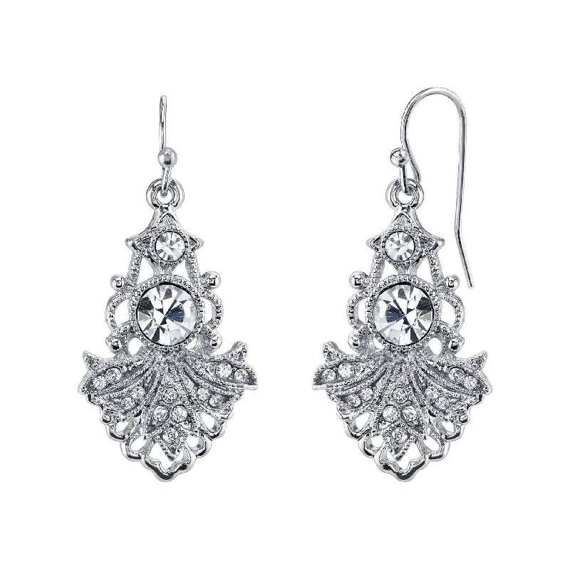 1928 Jewelry Sparkling Symphony Multi Crystal Filigree Drop Earrings