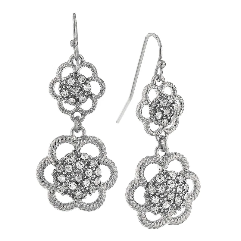 2028 Jewelry Flower Inspired Crystal Cluster Drop Earrings