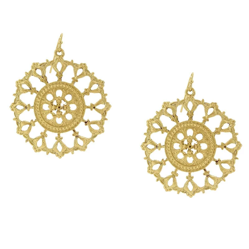 2028 Jewelry Gold Round Filigree Drop Earrings