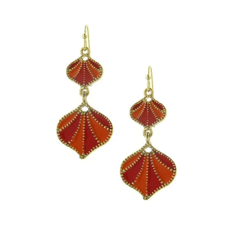 2028 Jewelry Shell Shape Hand Enamel Glossy Drop Earrings