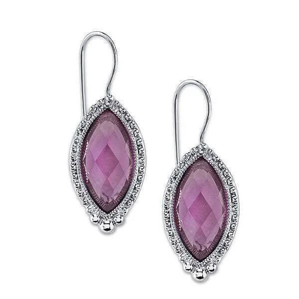 2028 Jewelry Light Amethyst Purple Navette Stone Drop Earrings