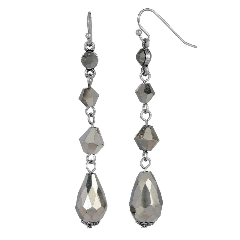 2028 Jewelry Multi Faceted Beaded Linear Drop Earrings