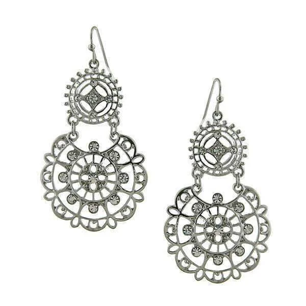 2028 Jewelry Tibetan Inspired Filigree Crystal Drop Earrings