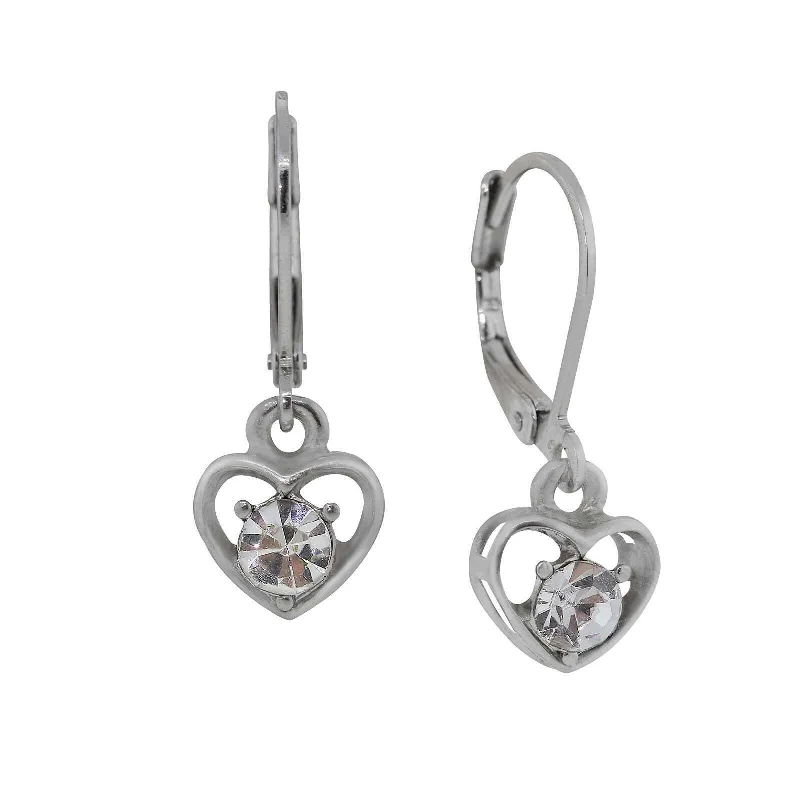 2028 Jewelry Clear Crystal Petite Heart Drop Earrings