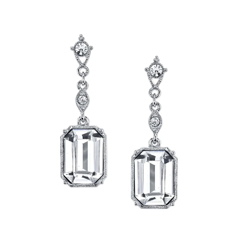 2028 Jewelry Genuine Austrian Crystal Octagon Drop Earrings